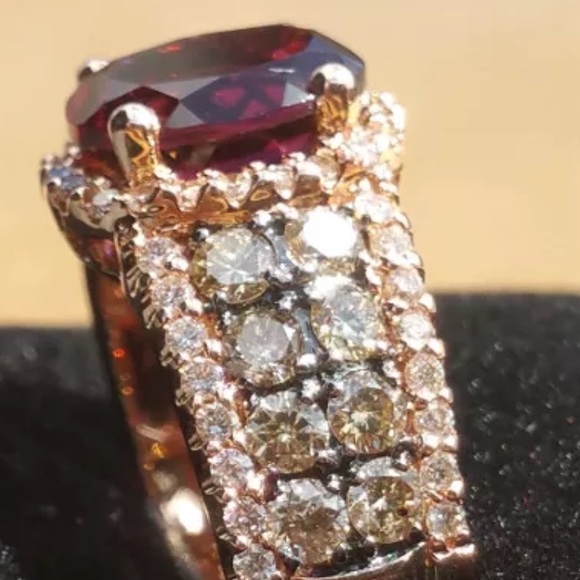 LeVian. 14k gold. Red garnet&diamond ring - Picture 4 of 6
